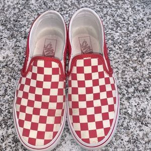 Red Checkered slip-on Vans